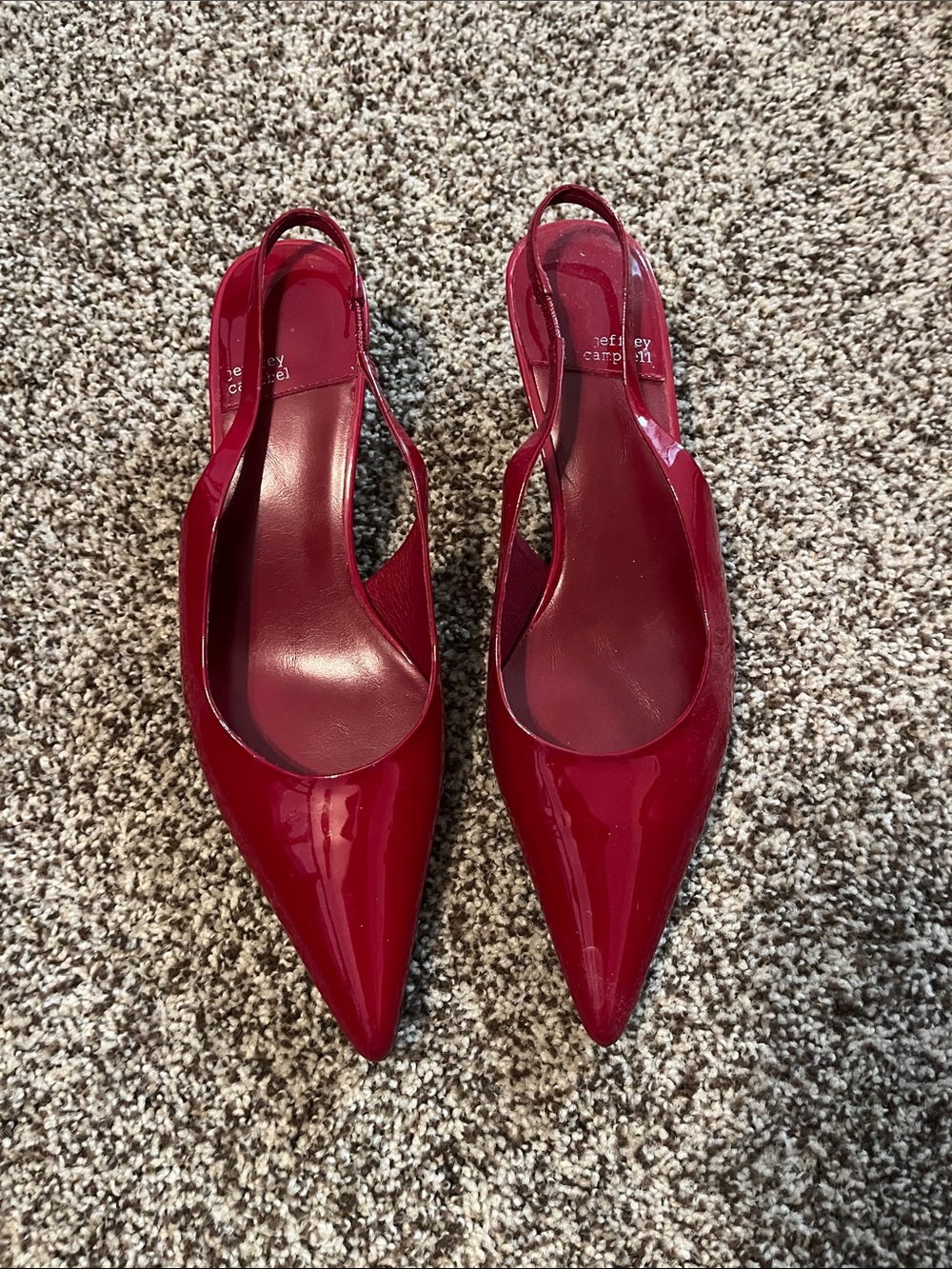 Jeffrey Campbell Burgundy Red Patent Pointed Slingback Flats